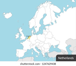 europe map, netherlands 