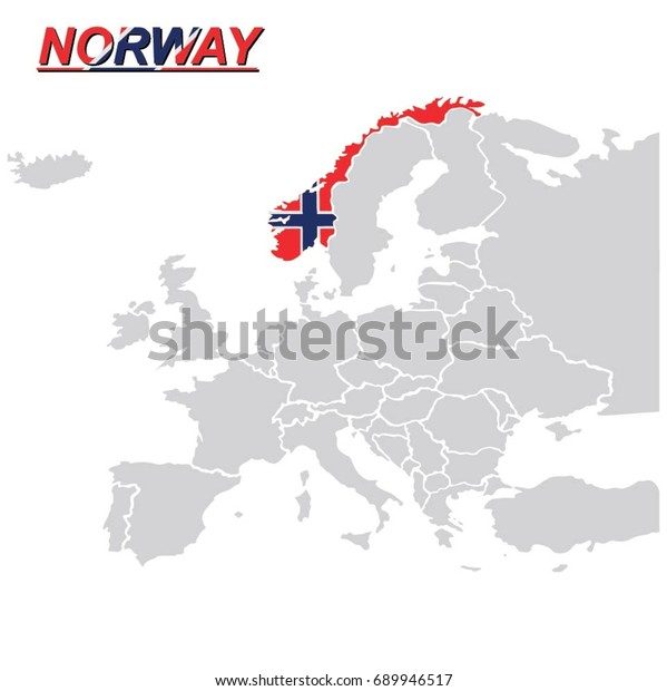 Europe Map Norway Flag Vector Stock Vector Royalty Free