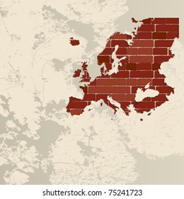 Europe map on a brick wall