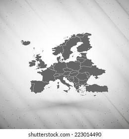 Europe map on gray background, grunge texture vector illustration.