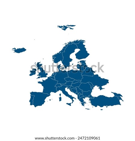 Europe map on a white background, flat style. Minimalistic Europe map. Navigation or union concept. Travel concept.