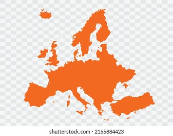 europe map orange Color on White Backgound  illustration eps 10