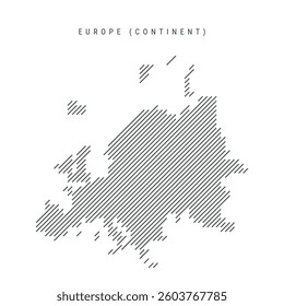 Europe map from pattern of black slanted parallel lines. Flat vector illustration isolated on white