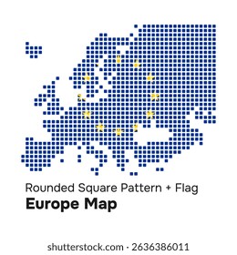 Europe map in Rounded Square Pattern with Flag