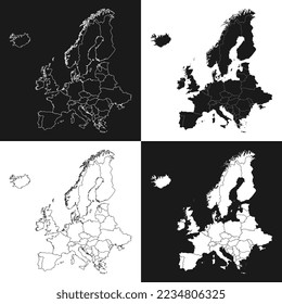 Europe map set. Vector illustration.