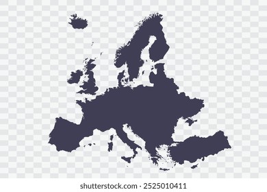 Europe Map Slate Color on White Background quality files Png