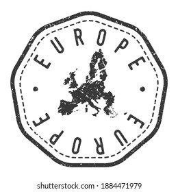 Europe Map Stamp Retro Postmark. Silhouette Postal Passport. Seal Round Vector Icon. Badge Vintage Postage Design.