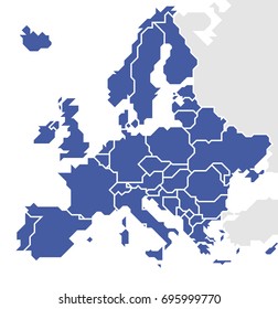 Europe Map stylized and simplified. Vector. Each country separated. 