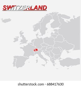 EUROPE MAP WITH SWISS FLAG VECTOR