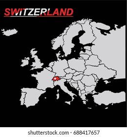 EUROPE MAP WITH SWISS FLAG VECTOR