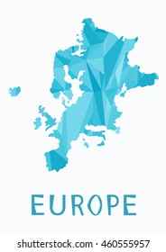 Europe map of triangles in blue.Creative concept.Travel.Polygonal style.