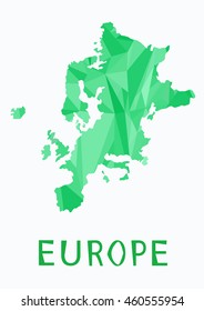  Europe map of triangles in green.Creative concept.Travel.Polygonal style.