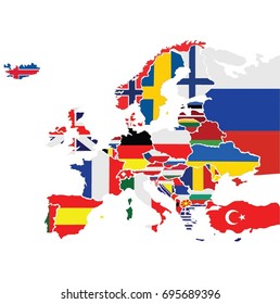 European Map Country Flags Stock Vector (Royalty Free) 191368640 ...