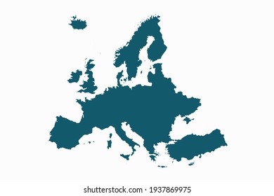 Europe map vector. blue color on white background. - Shutterstock ID 1937869975