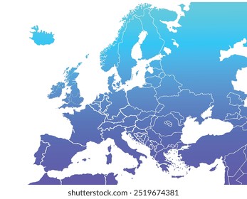Europe map vector. blue color on white background.