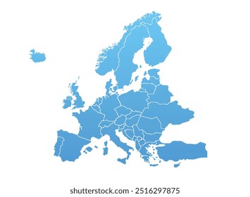 Europe Map. Vector colored map of Europe.