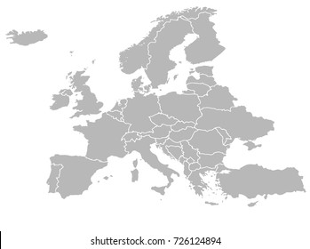 Europe map vector with country borders - Shutterstock ID 726124894