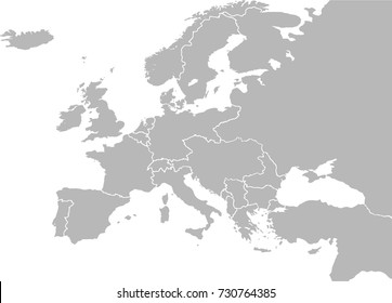 Europe map vector with country borders before world war 1 (1914)