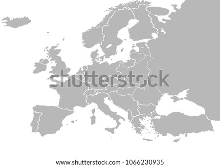 Europe map vector with country borders after world war 1 (treaty of versailles 1919)