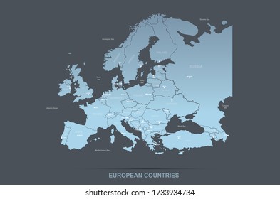 europe map. vector map of european countries and capital.