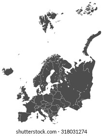 europe map vector grey
