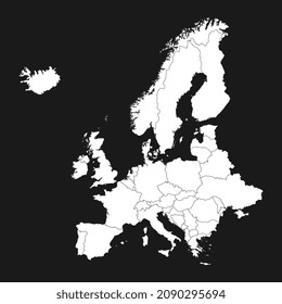 Europe map vector illustration on black background