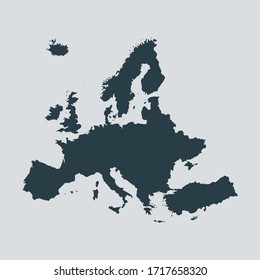 europe map vector, isolated on gray background