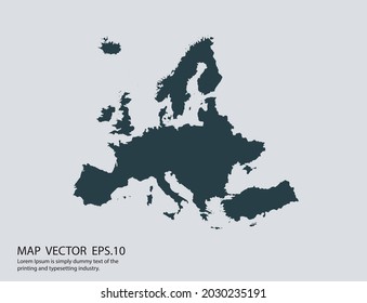 europe map vector, isolated on gray background 