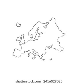 Europe map vector outline, Easy and smooth style. 