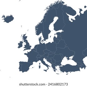 Europe map vector in WGS 1984 Web Mercator Projection