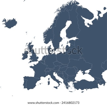 Europe map vector in WGS 1984 Web Mercator Projection