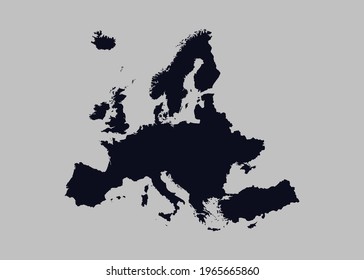 Europe map vector,Not isolated blue color on gray background