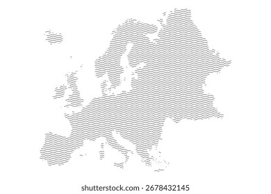 Mapa de Europa con textura de líneas de efecto ondulado
