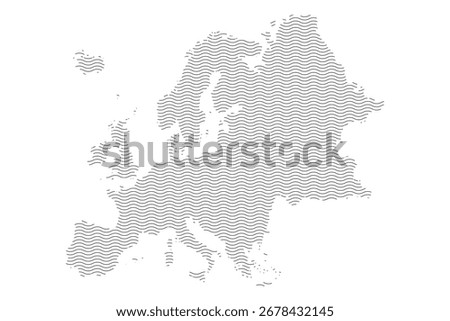 Europe map with wavy effect lines texture
