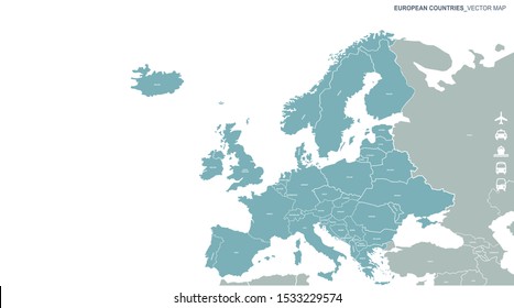 europe map. world map. europe countries boundary vector. eu country.