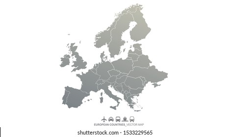 europe map. world map. european countries boundary vector.