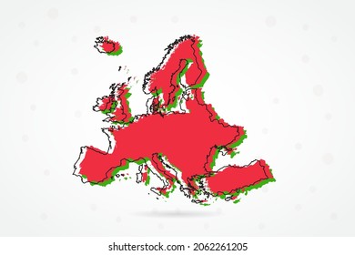 Europe Map - World Map International vector template with including red, green and black outline sketch isolated on white background - Vector illustration eps 10