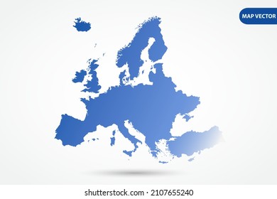 Europe Map - World Map International vector template with Blue gradient color isolated on white background for design, education, website, infographic - Vector illustration eps 10