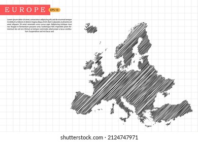 Europaparte - Weltkarte, internationale Vektorgrafik-Vorlage mit schwarzer Skizze und alter Schulart einzeln auf weißem Hintergrund - Vektorgrafik eps10