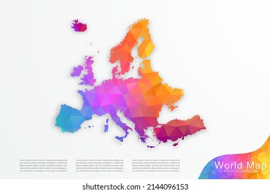 Mapa de Europa - Mapa Mundial Plantilla vectorial internacional con estilo de polígono y gradiente colorido aislado en fondo blanco para sitio web, diseño, infografía - Ilustración vectorial eps 10