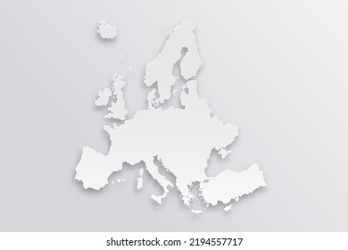 Europe Map - World map International vector template with 3D, paper style including shadow and white color on grey background for design, education, infographic - Vector illustration eps 10