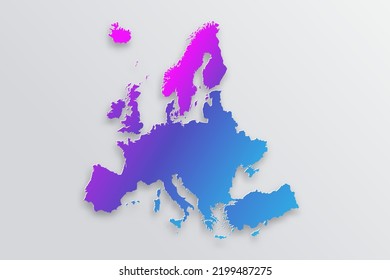 Europe Map - World map International vector template with 3D, paper style including shadow and Gradient blue, purple color on grey background for design, infographic - Vector illustration eps 10