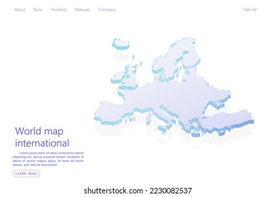 Europe Map - World map International vector template with isometric style including shadow, purple and blue color isolated on white background for design, website - Vector illustration eps 10