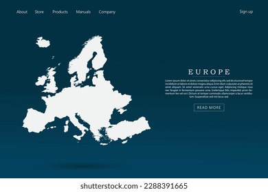 Europe Map - World map international vector template with 3d white color on dark blue and green gradient color background for website template design, infographic - Vector illustration eps 10