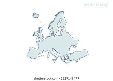 Europe Map - World map International vector template with blue stork line and blue geometric shapes isolated on white background for design, infographic, website - Vector illustration eps 10