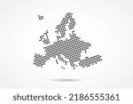 Europe Map - World map vector template with Black pixel, grid, grunge, halftone style isolated on white background for education, infographic, design, banner - Vector illustration eps 10