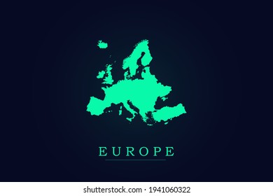 Europe Map - World map vector template with green color gradient isolated on dark background - Vector illustration eps 10