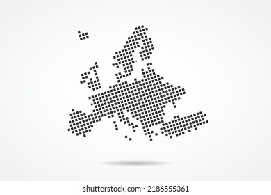 Europe Map - World map vector template with Black pixel, grid, grunge, halftone style isolated on white background for education, infographic, design, banner - Vector illustration eps 10