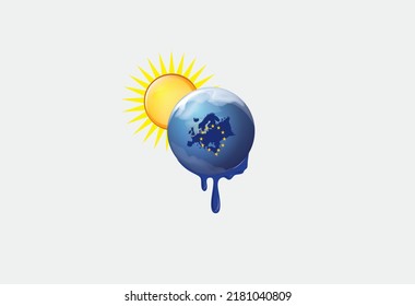 Europe is melting under the heat of the sun. Pray for Europe. Europe heat wave concept. vector illustrations.