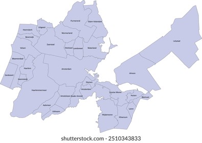 Europa Países Bajos Ámsterdam Mapa con los municipios de MRA